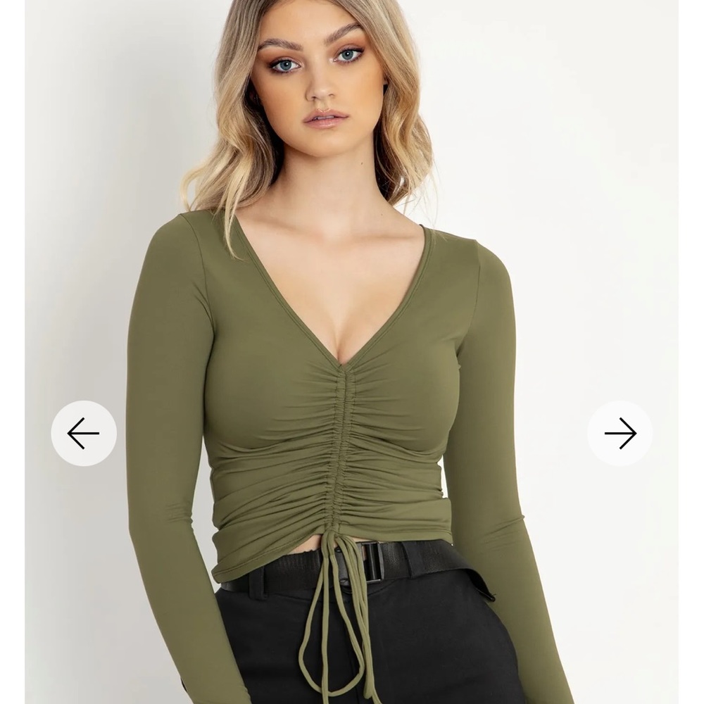 BLACKMILK MATTE MOSS STRUNG UP LONG SLEEVE TOP SIZE M